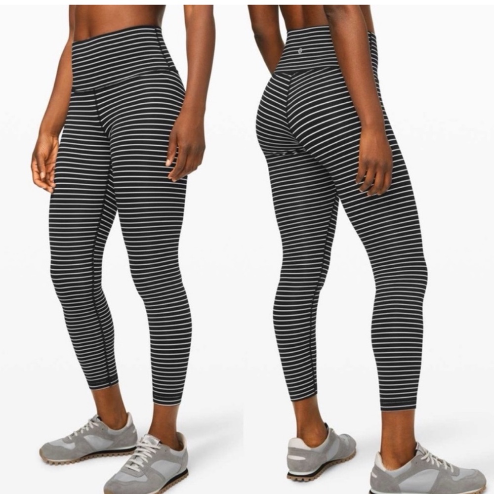 lululemon athletica women’s Black and White Striped Leggings